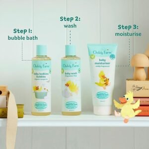 Childs Farm | Baby Regime Bundle | Baby Moisturiser 200ml, Baby Wash and Baby Bubbles 250ml