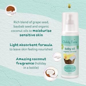 Childs Farm | Baby Oil 75ml | Organic Coconut Oil | Suitable for Dry