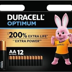 Duracell Optimum AA Batteries (12 Pack) - Alkaline Batteries 1.5V - Up To 200% Extra Life or Extra Power - Meets Demands Of Modern Devices - 100% Recyclable, 0% Plastic Packaging - LR6 MX1500