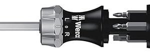 Wera Kraftform Kompakt 27 RA 1 SB Ratcheting Screwdriver & Bits, PH/PZ/SL, 7pc