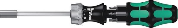 Wera Kraftform Kompakt 27 RA 1 SB Ratcheting Screwdriver & Bits, PH/PZ/SL, 7pc