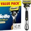 Gillette ProShield Power Men's Razor + 9 Razor Blade Refills with Precision Trimmer