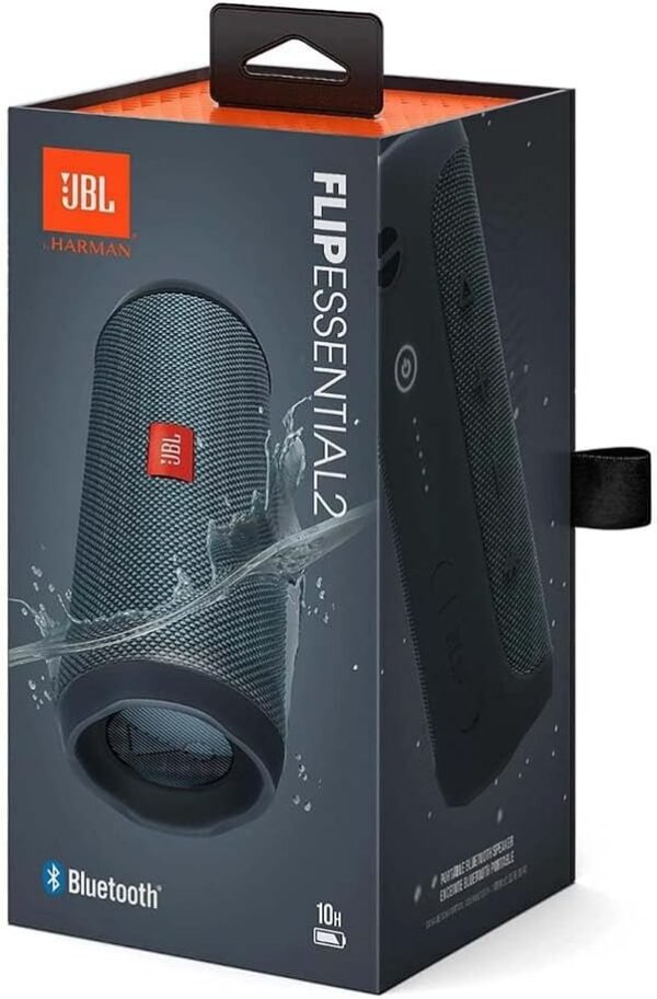 JBL Flip Essential 2 Portable Bluetooth Speaker with Rechargeable Battery, IPX7 Waterproof, 10h Battery Life, Black