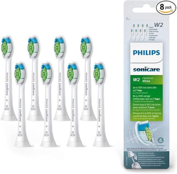 Philips Sonicare Original W2 Optimal White Standard Sonic Toothbrush Heads - 8 Pack