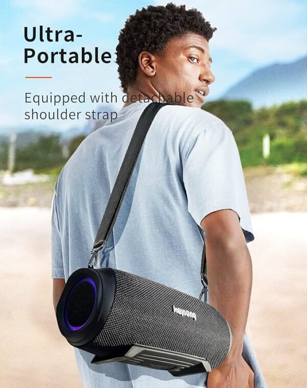 HEYSONG Bluetooth Speaker, Portable Outdoor IP67 Waterproof Wireless Speaker with Shoulder Strap, 50W Loud Rich Bass Sound