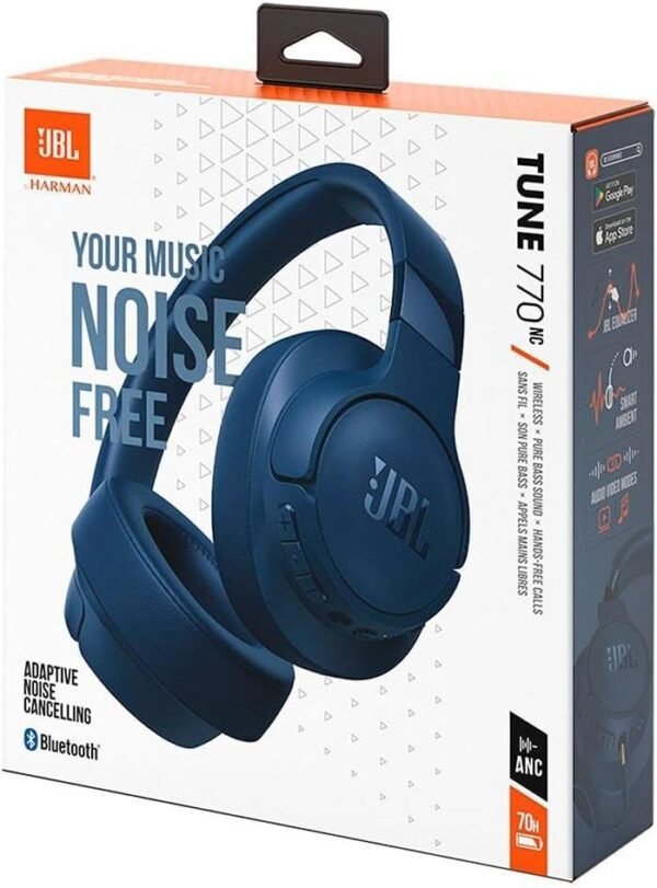 JBL Tune 770NC Wireless Over-Ear Bluetooth Headphones with Adaptive Noise-Cancelling Technology