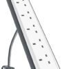 Belkin 6 Way/6 Plug 2m Surge Protection Extension Lead Strip, White