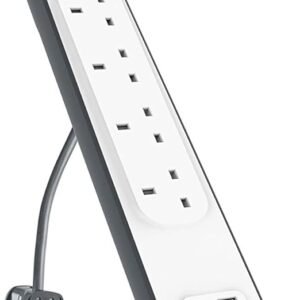 Belkin Extension Lead with USB Slots x 2 (2.4 A Shared), 4 Way/4 Plug Extension, 2m Surge Protected Power Strip - White