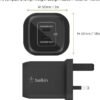 Belkin 65W Dual USB Type C Wall Charger, Fast Charging Power Delivery 3.0 with GaN Technology, USB Plug fast charger for iPhone 16, 15, 14, iPad, MacBook, Samsung Galaxy S24, Pixel and more - Black