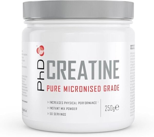PhD Nutrition 100% Micronised Creatine Monohydrate Powder | Improved Strength and Performance During Exercise, 250g