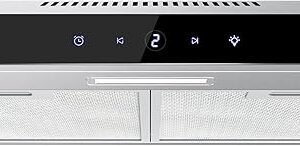 FIREGAS Under Cabinet Extractor Hood 60 cm, Extraction and Recirculation, 60 cm Visor Cooker Hood with Touch Control, 3 Power Levels, Wall Mounted Extractor Fan 600 mm Top Vented Range Hood