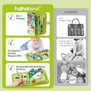 hahaland 20 in 1 Busy Book for Toddlers 1-3, Montessori Toys Newborn Toys Busy Board for 1 2 3 4 Year Old Boy Girl Birthday Gift