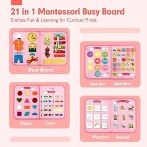 hahaland TOP 1 Montessori Busy Board for Toddlers 1 2 3 4 Years Old, Busy Book for Comprehensive Preschool Educational Playing