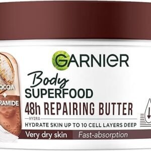 Garnier Body Superfood, Repairing Body Butter, with Cocoa & Ceramide, Body Butter for Very Dry Skin, Vegan Formula, 300ml