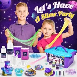 iKidiki Slime Making Kit, Toys for 6 7 8 9 10 11 12 Year Old Girls Boys Gifts Birthday Galaxy Slime Kits for Girls 6-12 Year Old Girl Boy Gifts Fluffy Slime Kids Birthday Presents Craft Kits for Kids