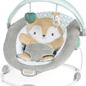Ingenuity InLighten Baby Bouncer Seat with Light Up-Toy Bar and Bunny Tummy Time Pillow Mat - Kitt, Newborn and up