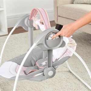 Ingenuity Comfort 2 Go Compact Portable 6-Speed Cushioned Baby Swing with Music, Folds Easy