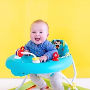 Bright Starts Giggling Safari Walker with Easy Fold Frame for Storage, Ages 6 Months +