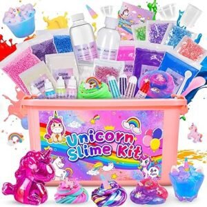iKidiki Unicorn Slime Kit, Slime Making Kit Toys for 6 7 8 9 10 11 12 Year Old Girls Fluffy Slime 6 7 8 9 10 11 12 Year Old Girl Gifts Craft Kits for Kids Girls Toys Age 6-12 Unicorn Gifts for Girls
