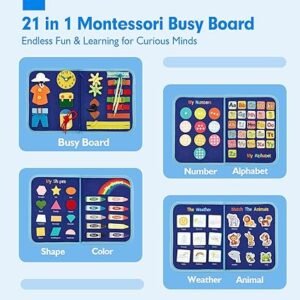 hahaland TOP 1 Montessori Busy Board for Toddlers 1 2 3 4 Years Old, Busy Book for Comprehensive Preschool Educational Playing