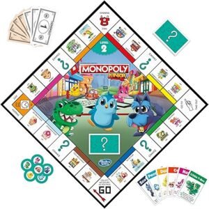 Monopoly Junior Board Game, 2-Sided Gameboard, 2 Games in 1, Monopoly Game for Younger Children; Kids Games, Junior Games