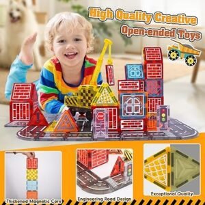 iKidiki Magnetic Tiles for Kids, Toys for 3 4 5 6 7 8 Year Old Boys Girls