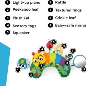 Baby Einstein, Cal-a-Pillow, Tummy Time Activity Pillow, Multisensory, Cal The Caterpillar, Ages 0+ Months