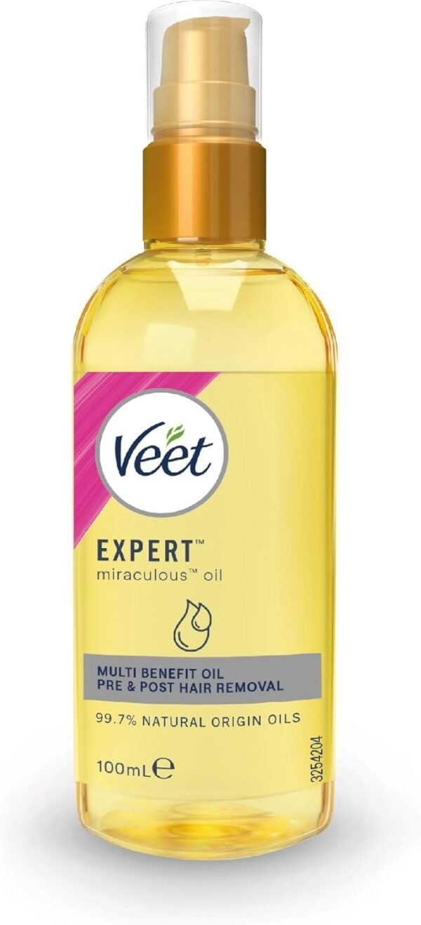 Veet Miraculous Oil, 100ml, Razor Bumps Treatment, Women's Shaving Oil, Dermaplaning Oil For Face, Pre and Post Hair Removal