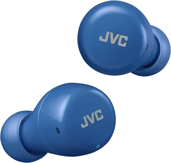 JVC HA-Z55T-A Gumy Mini True Wireless Earbuds, Long Battery Life (up to 15 Hours), Splash Protection (IPX4), Bluetooth 5.1, Single Ear Use, Compact charging case (Blue)