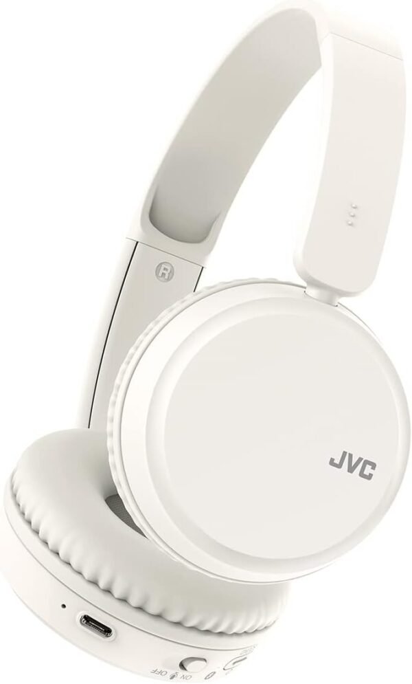 JVC HA-Z37W-W Wireless Bluetooth On Ear Headphones, 35 hours of wireless listening time, Soft ear-pads for a secure and comfortable fit, Bass boost function for dynamic bass sound (on/off) (White)