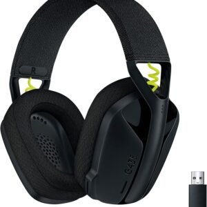 Logitech G435 LIGHTSPEED & Bluetooth Wireless Gaming Headset, Ultra Lightweight 165g over-ear headphones, built-in mics, 18h battery, compatible with Dolby Atmos, PC, PS4, PS5, Nintendo Switch - Black
