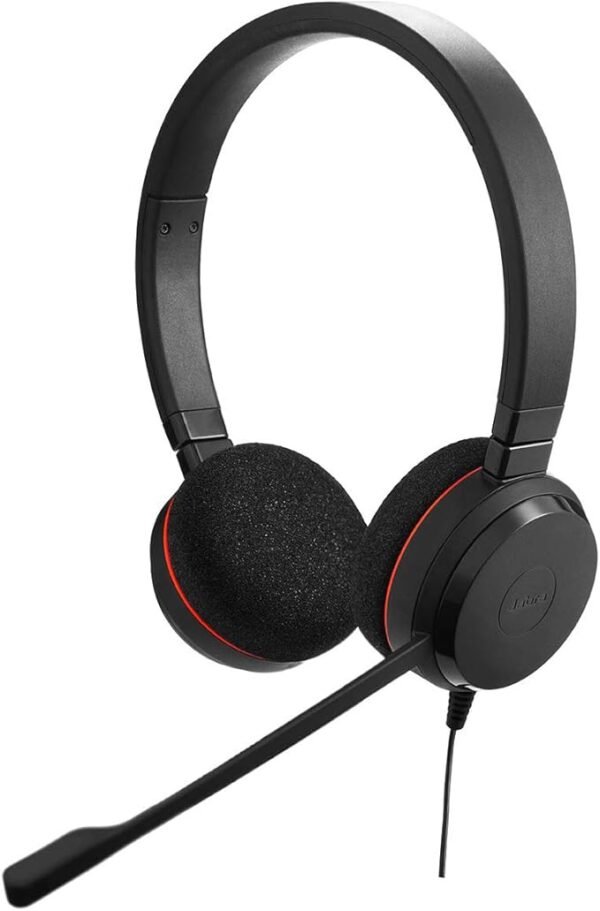 Jabra Evolve 20 UC Stereo Headset – Unified Communications Headphones for VoIP Softphone with Passive Noise Cancellation – USB-Cable with Controller – Black