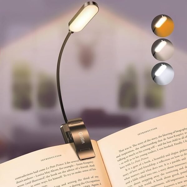 Gritin 16 LED Reading Light, Book Light 3 Eye-Protecting Modes Book Lamp