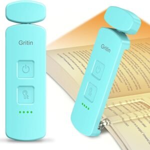 Gritin LED Book Light Rechargeable, Eye Caring Reading Light Lamp Clip on Book
