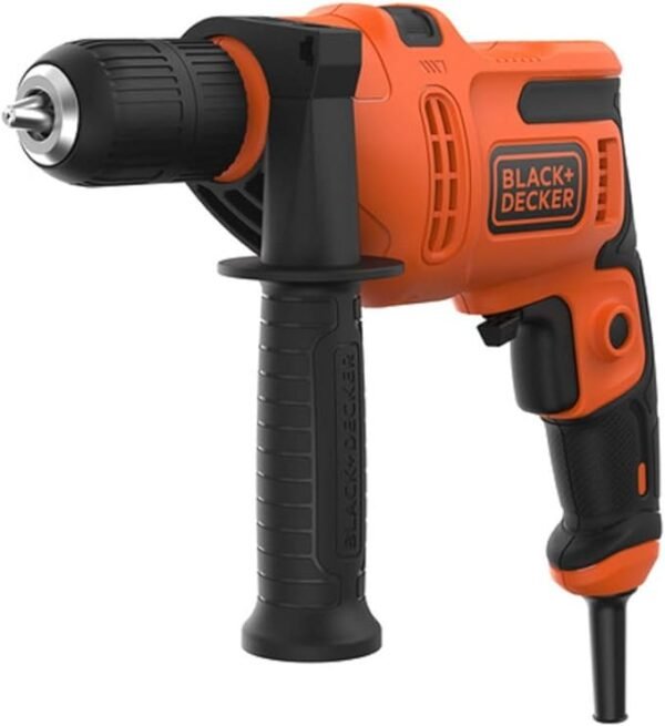 Roll over image to zoom in      VIDEO BLACK+DECKER Hammer Drill, 13mm Keyed Chuck, 13mm Drilling Capacity for Masonary and Steel, 20mm Drilling Capacity for Wood, 0-2900 RPM, 500W, BEH200-GB