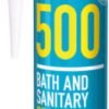 Everbuild Everflex 500 Bath And Sanitary Silicone – Interior And Exterior Application – Anti-Fungal – Quick Curing – Translucent – 295ml Cartridge
