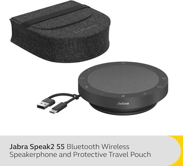 Jabra Speak2 55 Wireless Bluetooth Speakerphone with 4 Noise-cancelling Mics, Full-range 50mm Speaker,