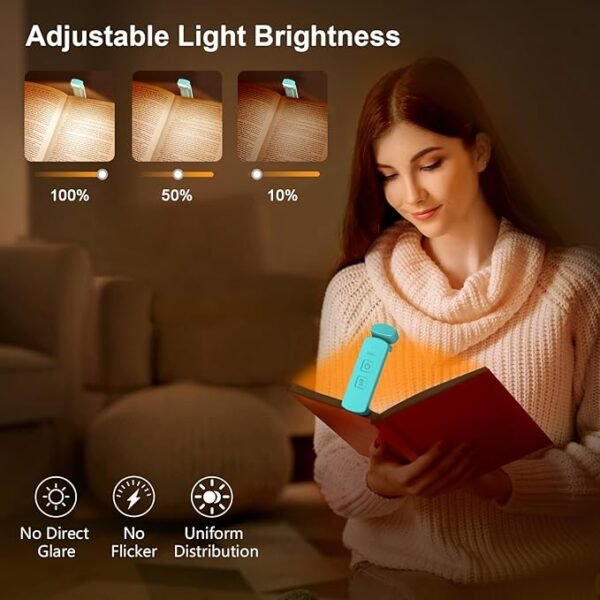Gritin LED Book Light Rechargeable, Eye Caring Reading Light Lamp Clip on Book