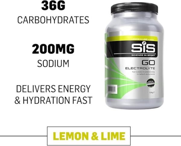 Science In Sport GO Electrolyte Powder Energy Drinks, High Carbohydrates and Sodium, Lemon and Lime Flavour, 32 Servings Per 1.6kg