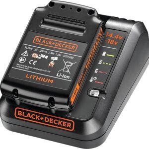 BLACK+DECKER 14.4-18V Cordless Fast Charger for Power Tools with 2 Years Guarantee, 1 Ah Lithium-Ion, BDC1A-GB