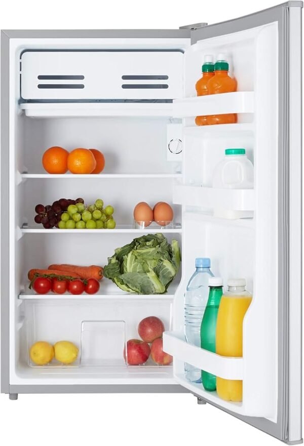 Cookology UCIF93 Undercounter Freestanding Fridge 93 Litre Capacity, Features an Adjustable Temperature Control and Legs, Reversible Door and Chiller Box - in Silver [Energy Class F]