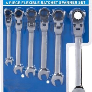 Blue Spot 04312 6 Piece Flexible Head Ratchet Spanner Set, Multi-Colour, Set of 6