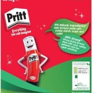 Pritt Glue Stick, Safe & Child-Friendly Craft Glue for Arts & Crafts Activities, Strong-Hold adhesive for School & Office Supplies, 43g (Pack of 5)