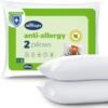 Silentnight Anti-Allergy Pillows 2 Pack – Soft Medium Support Anti Bacterial, Bed Hotel Pillows for Back, Stomach and Side Sleepers, White