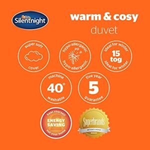 Silentnight Warm & Cosy Double 15 Tog Winter Duvet – Extra Warm Thick Heavyweight Cosy Winter Quilt Duvet Ideal for Cold Nights – Hypoallergenic and Machine Washable - Double - 200x200cm