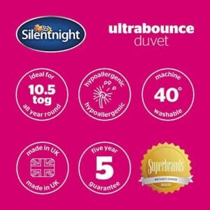 Silentnight Ultrabounce 10.5 Tog Double Duvet – All Year Duvet Quilt Ideal for Summer and Winter – Hypoallergenic and Machine Washable - Double, White