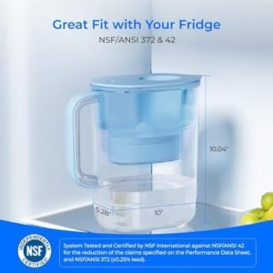 Waterdrop Lucid Water Filter Jug with 1×90 Days Filter, 3.5L, Reduces Fluoride, Chlorine and More, NSF Certified, BPA Free, Blue (Replacement Filter: WD-PF-01A Plus)