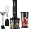 Russell Hobbs Desire 3 in 1 Electric Hand Blender, Fruit & Veg Mini Chopper & Whisk attachment, Stainless steel blending leg, whisk & blades, 500ml capacity chopping bowl & 700ml beaker, 500W, 24702