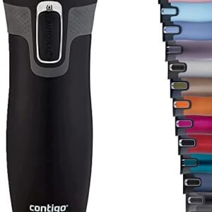 Contigo West Loop Autoseal Travel Mug, Stainless Steel Thermal Vacuum Flask, Leakproof Tumbler, Coffee Mug with BPA Free Easy-Clean Lid, 470 ml, Black