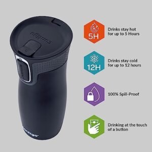 Contigo West Loop Autoseal Travel Mug, Stainless Steel Thermal Vacuum Flask, Leakproof Tumbler, Coffee Mug with BPA Free Easy-Clean Lid, 470 ml, Black